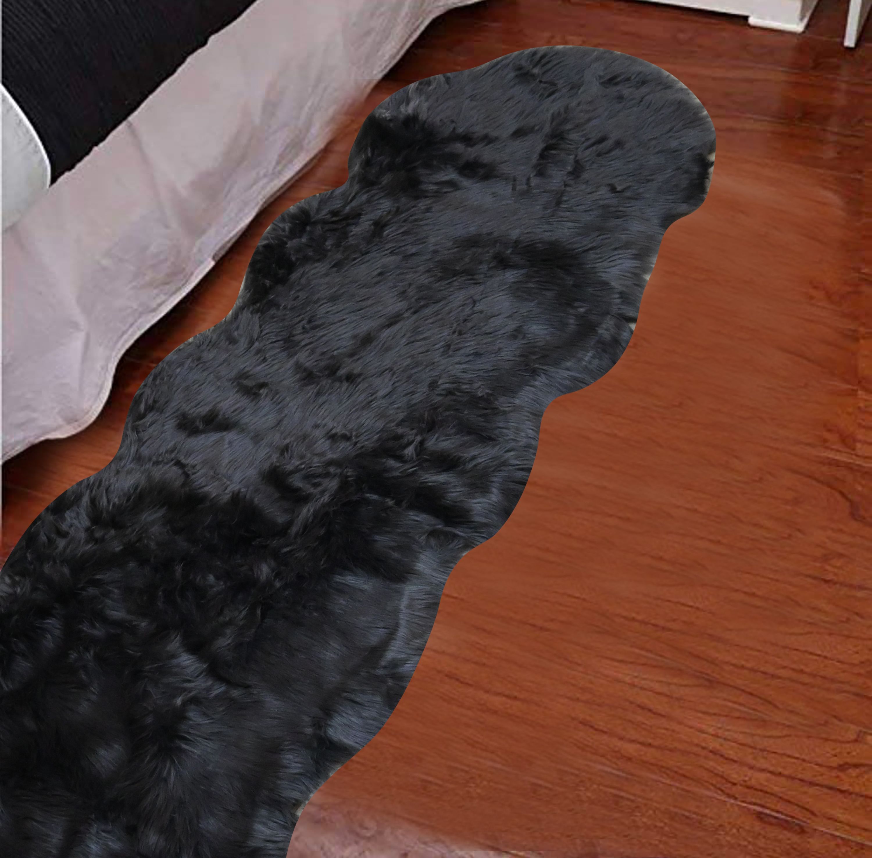 Faux Fur Runner Black and White