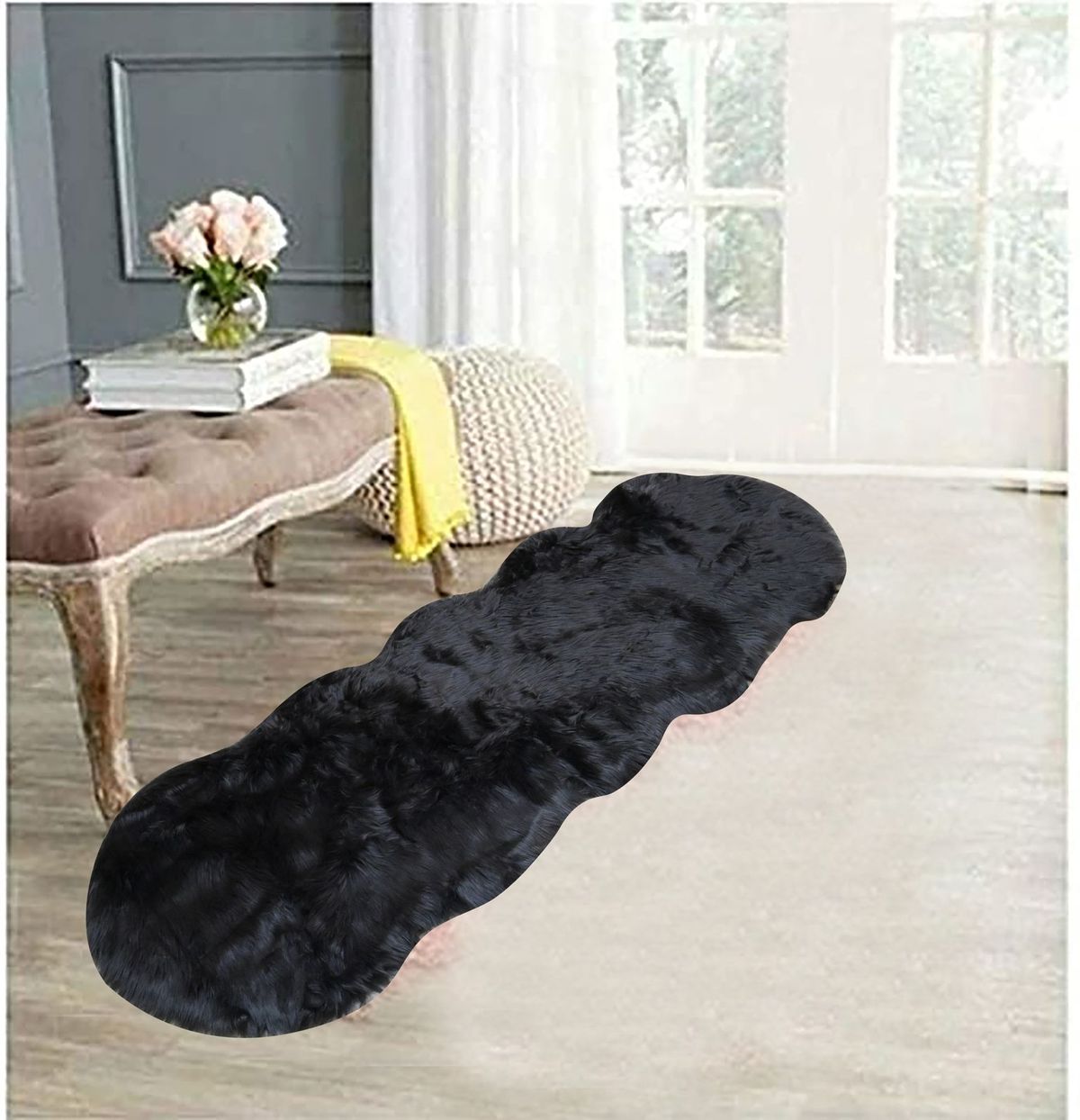 Modern Faux Fur Round Foot Rest Pouf