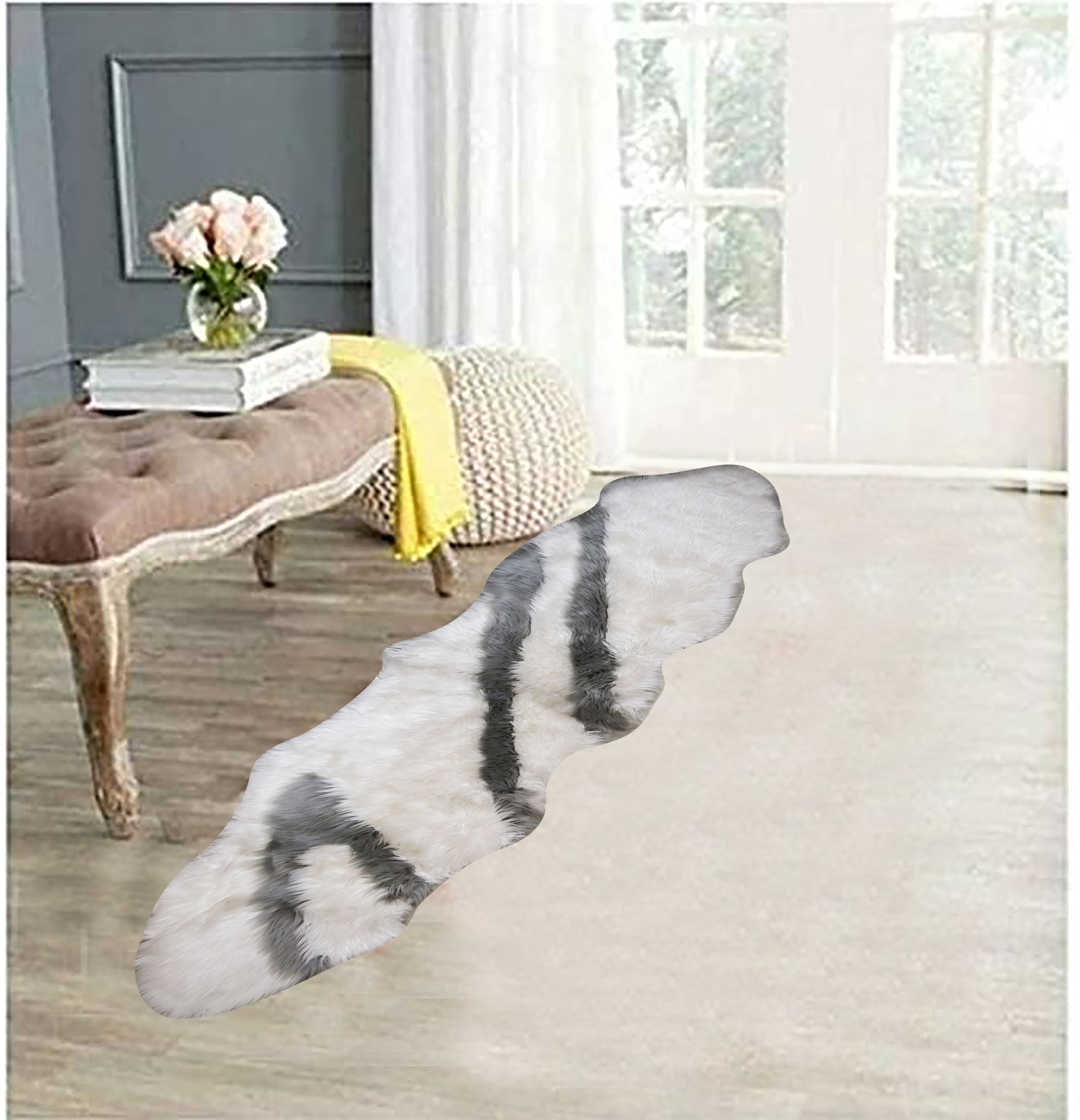 Modern Faux Fur Round Foot Rest Pouf