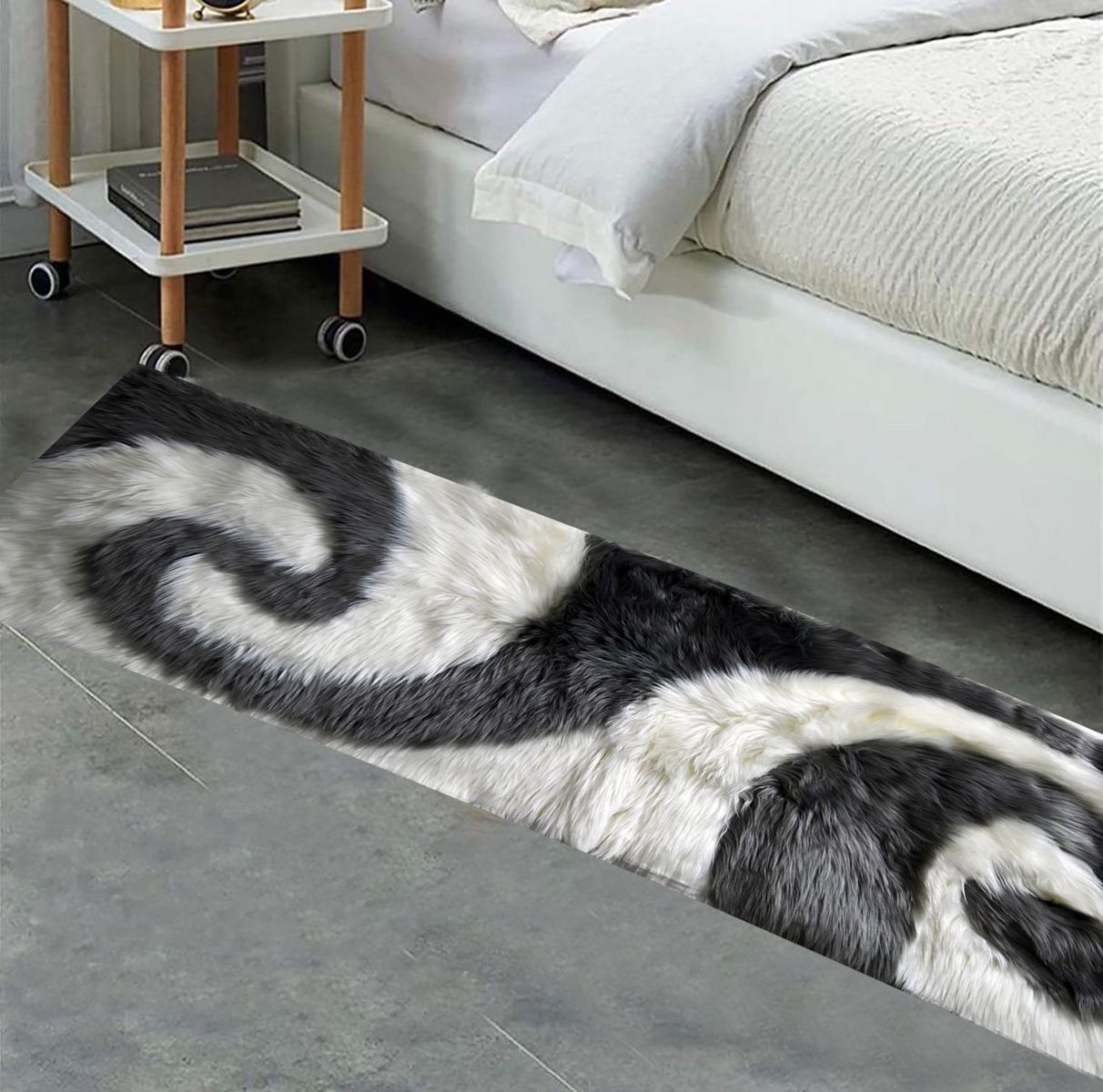 Faux Fur Runner Black and White