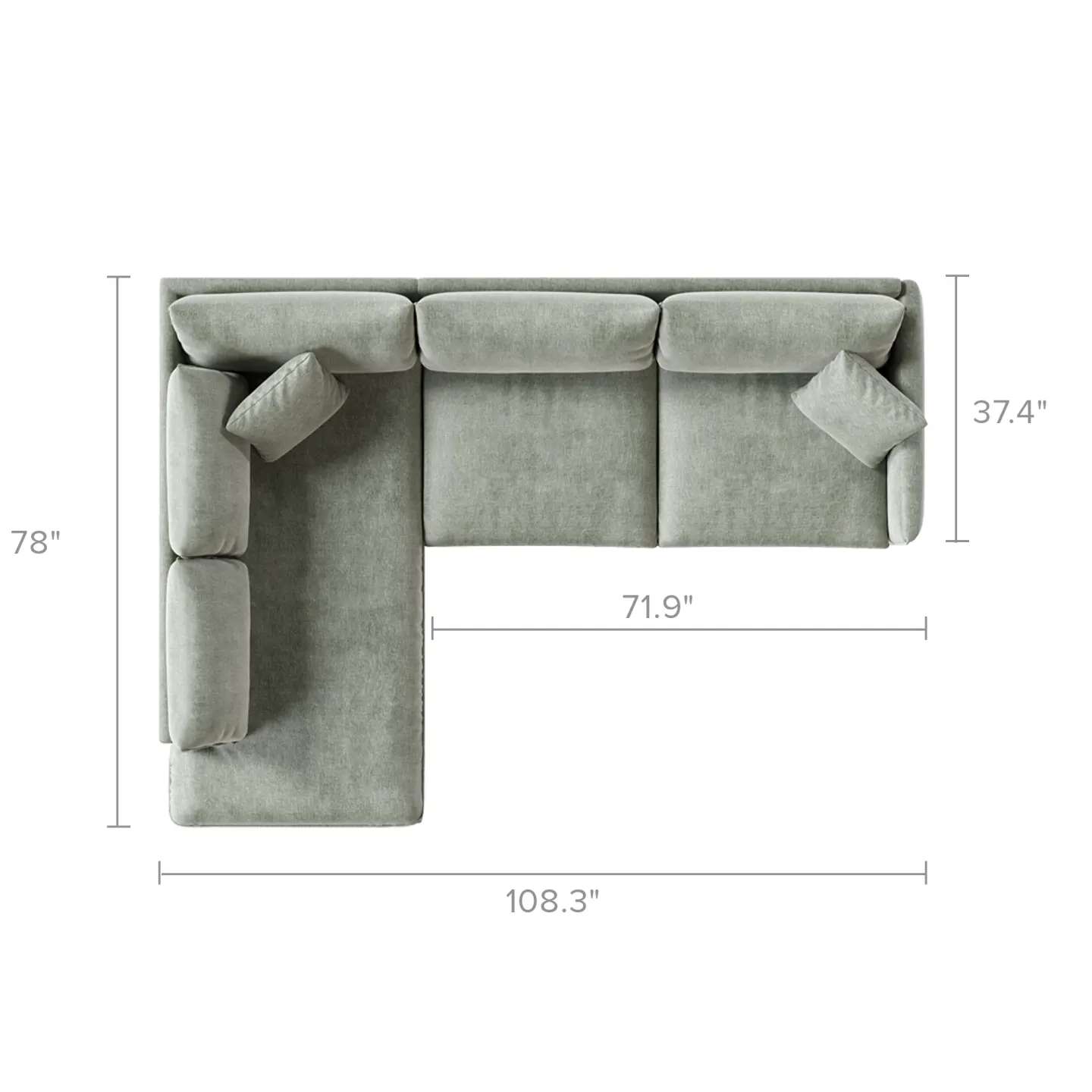 Verona Bumper Chaise Sectional Sofa