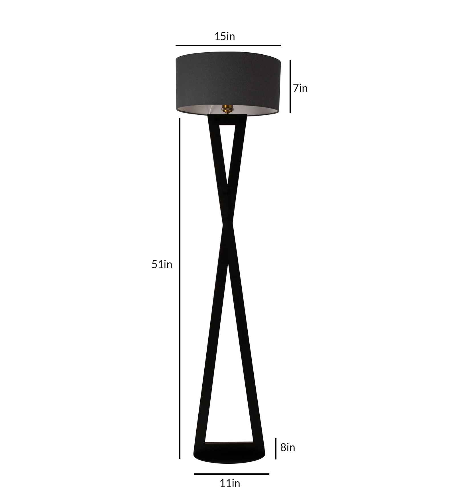 Hamptons Grey Metal Shade Club Floor Lamp with Metal Base