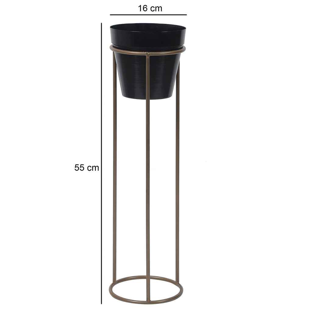 Metal Floor Planters - Black & Brass