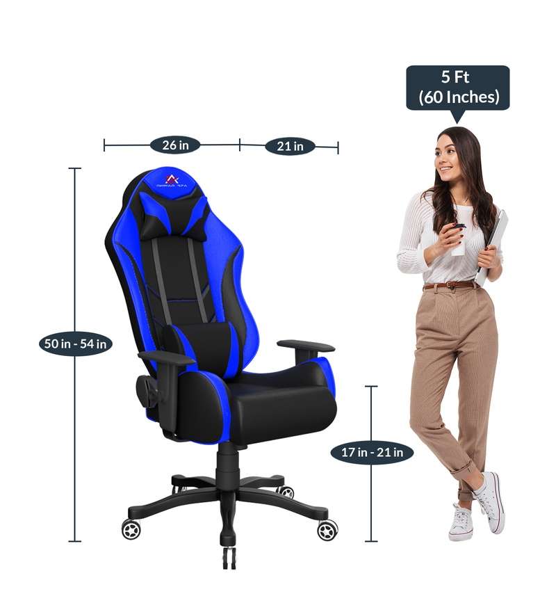 ASE Gaming Rage Series Gaming Chair with 180 Degree Recline (Blue & Black)