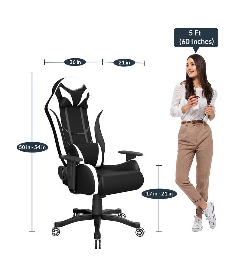 ASE Gaming Rage Series Gaming Chair with 180 Degree Recline (White & Black)