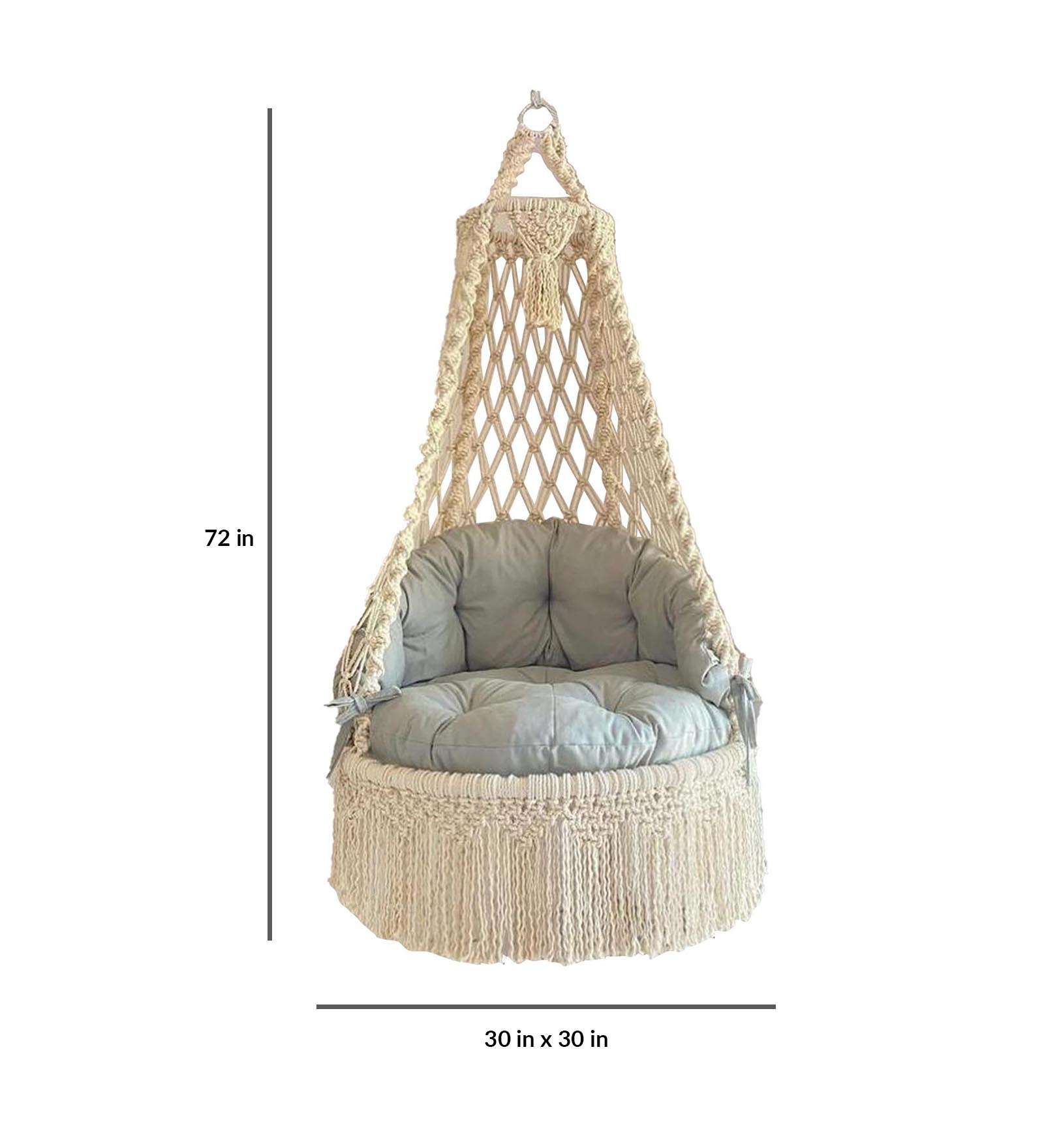 Kaahira Best Value Strong Swing Chair in Off White with Mattress  