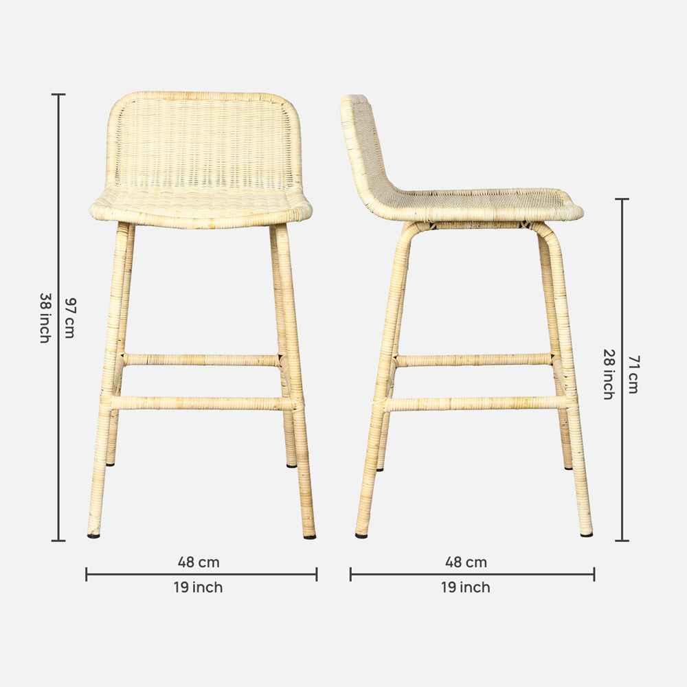 Coastal Comfort Rattan Barstool