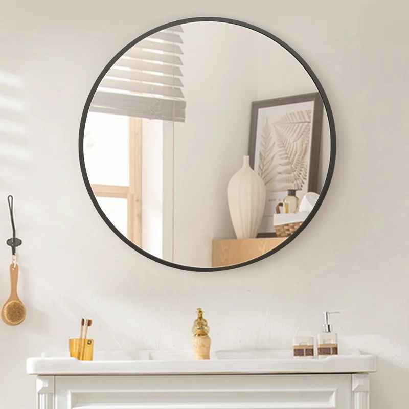 Wood Round Wall Mirror
