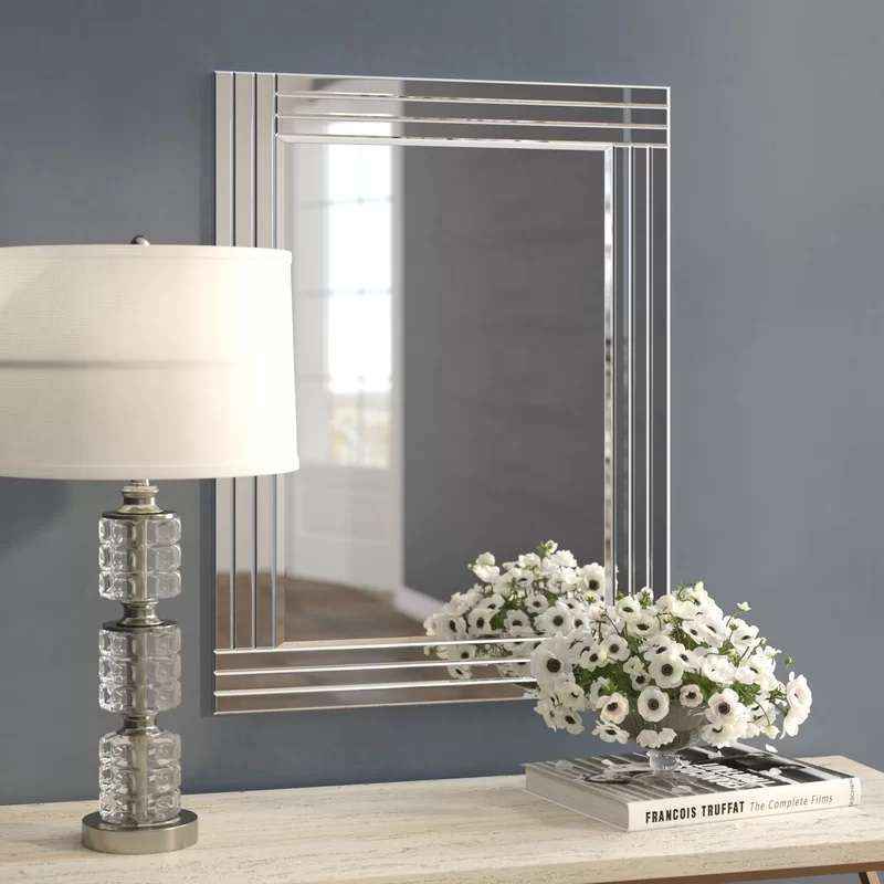 Curve Rectangle Wood Mirror