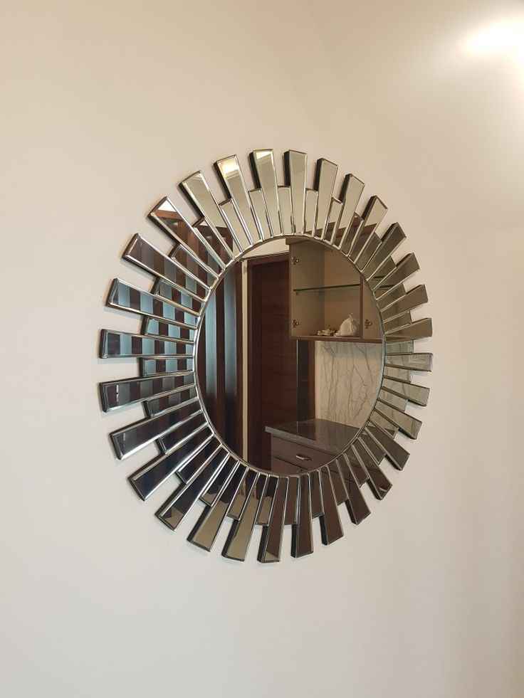 White Wall Wood Frame Decor Mirror