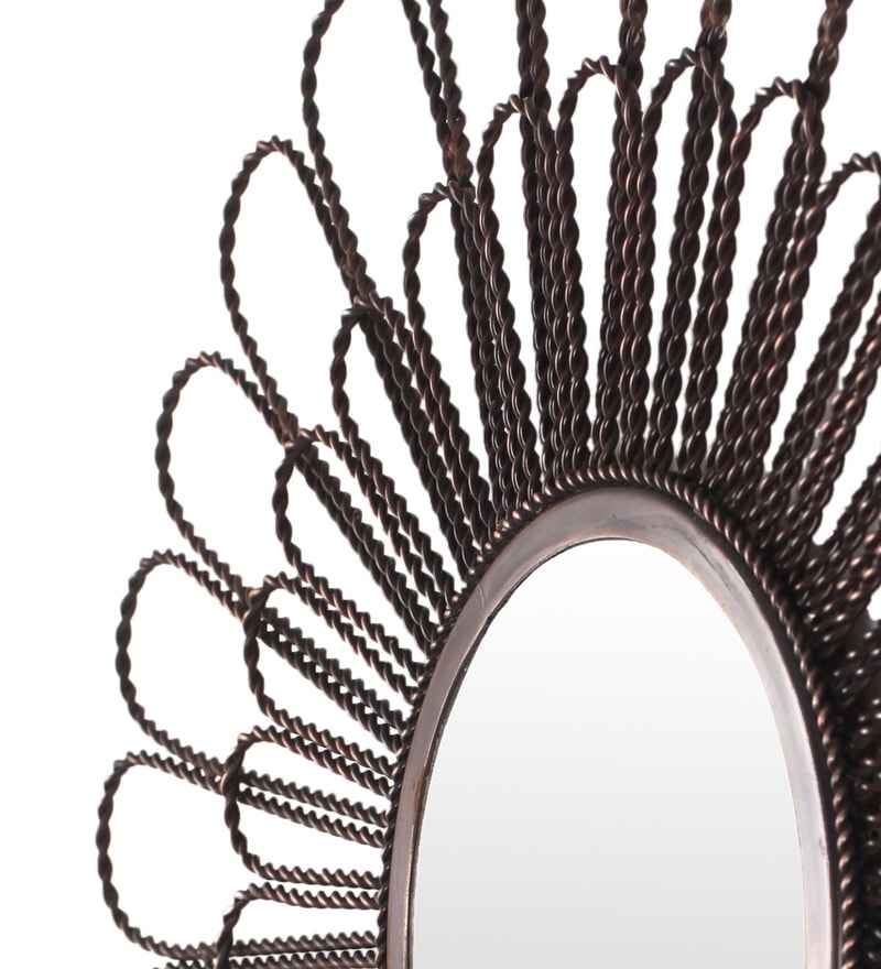 Metal round Copper Antique Wall Mirror