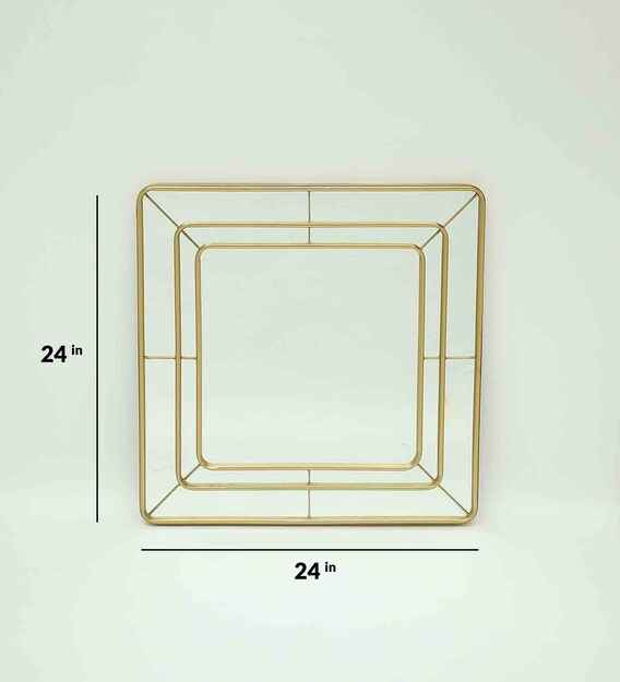 Square Gold Wall Mirror