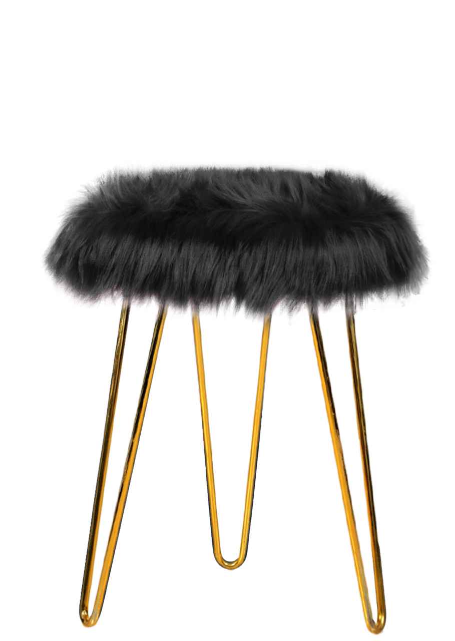 Modern Faux Fur Round Foot Rest Pouf