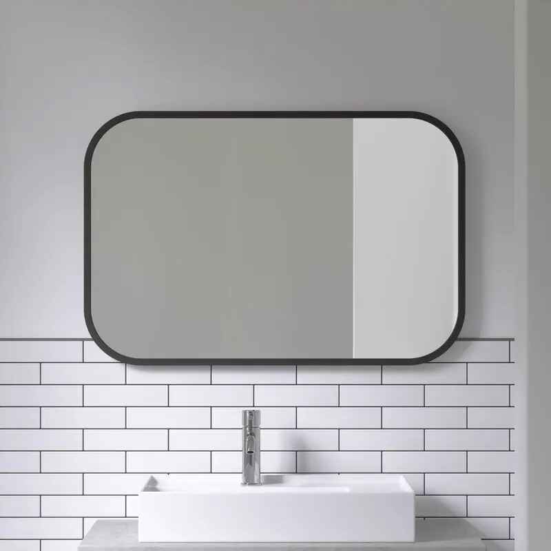 Curve Rectangle Wood Mirror