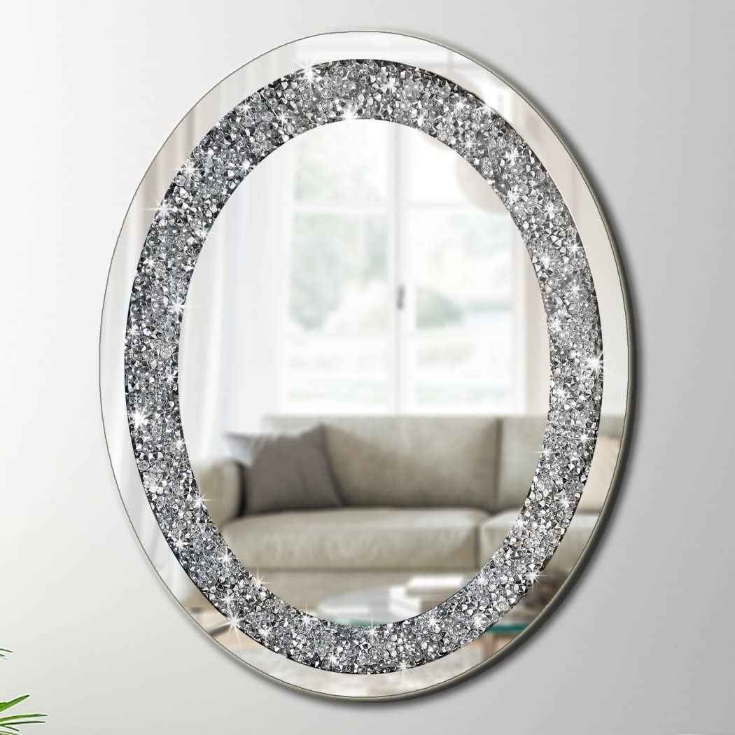 Villa Oval Crystal Crush Diamond Mirror