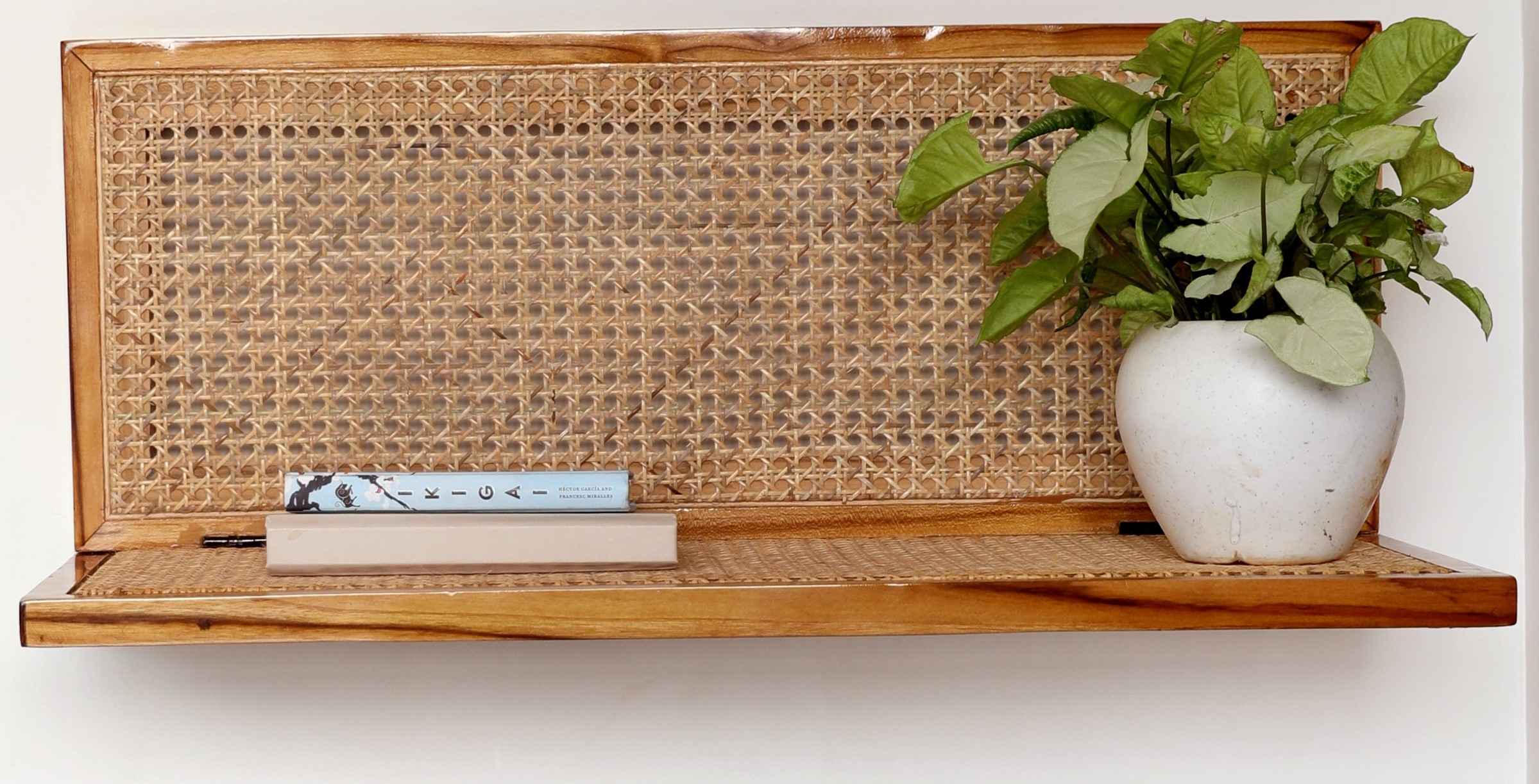 Rattan wall shelves