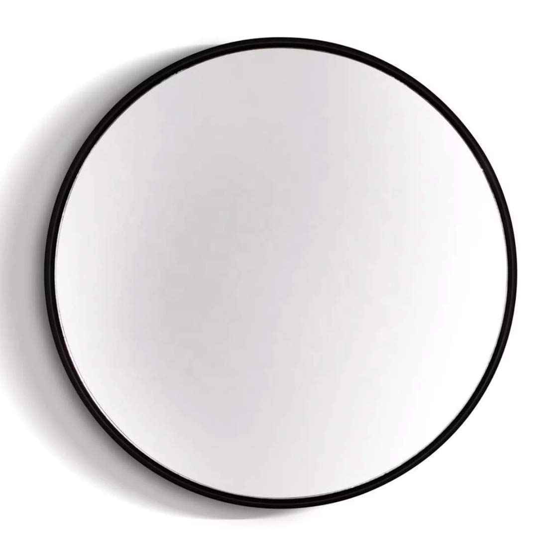 Black Wood Frame Round Wall Mirror