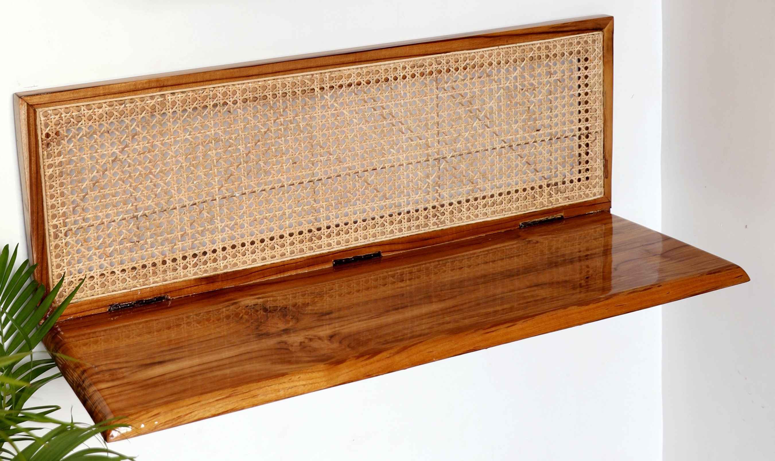 Rattan wall shelves