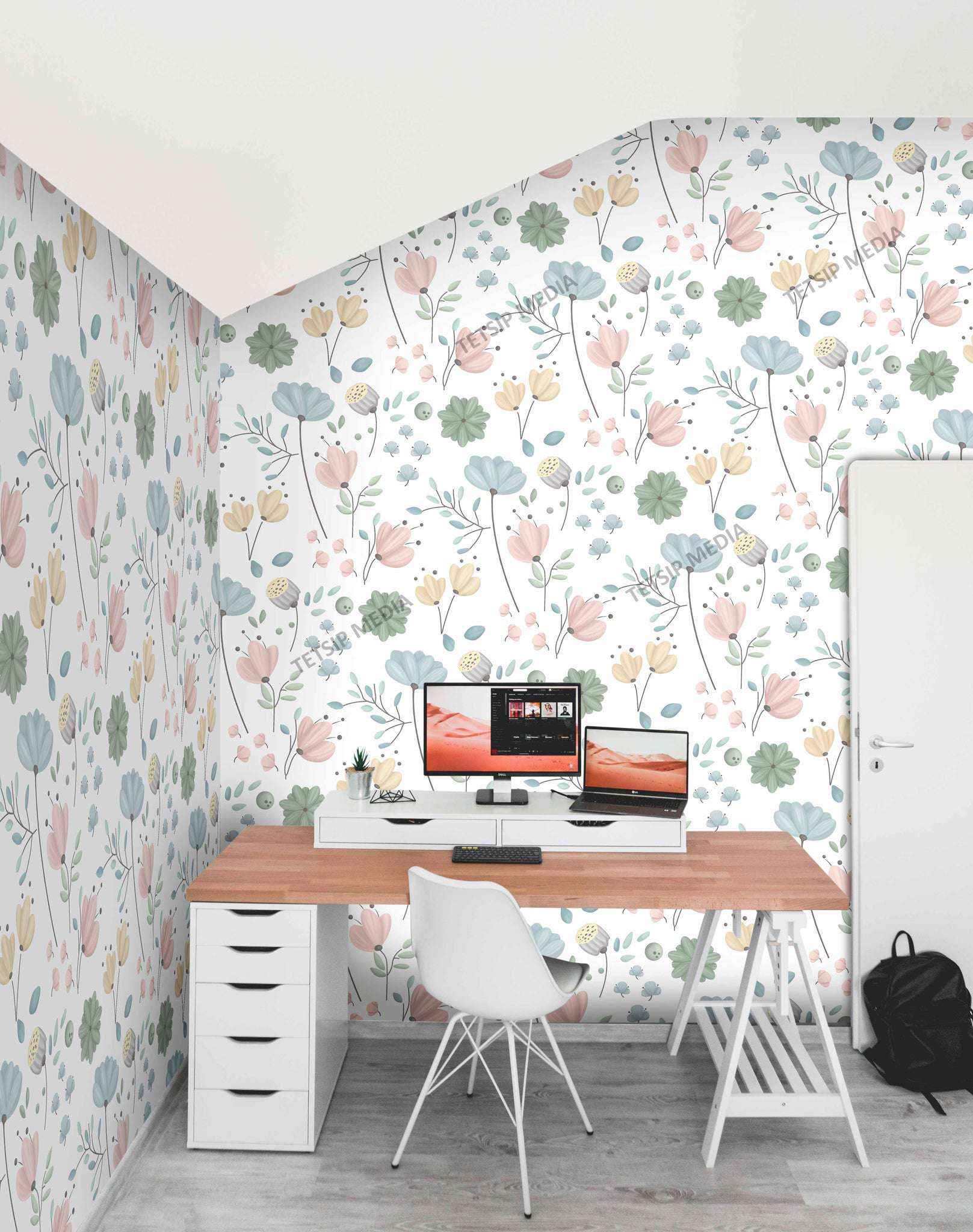 Pastel Colour Flower painting Wallpaper