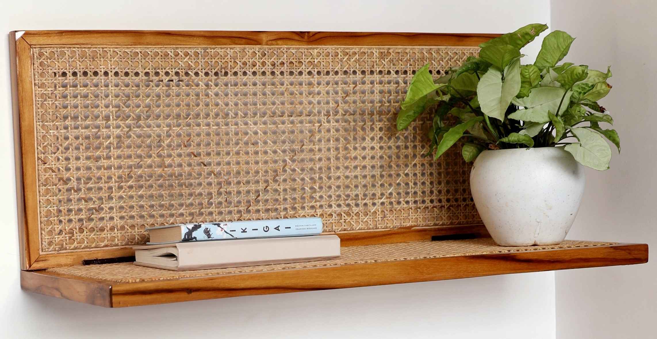 Rattan wall shelves