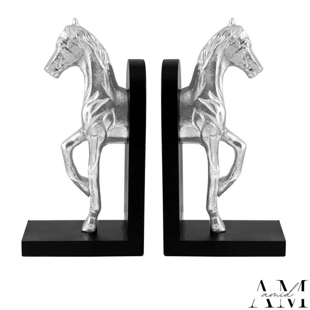 HORSE BOOKEND SILVER (SET OF 2)