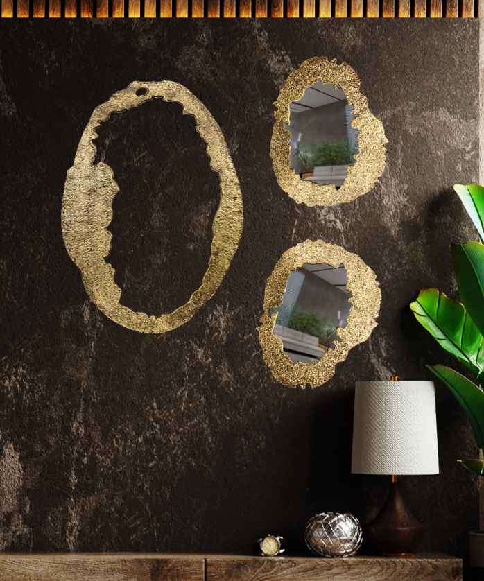 Golden Round Wall Mirror