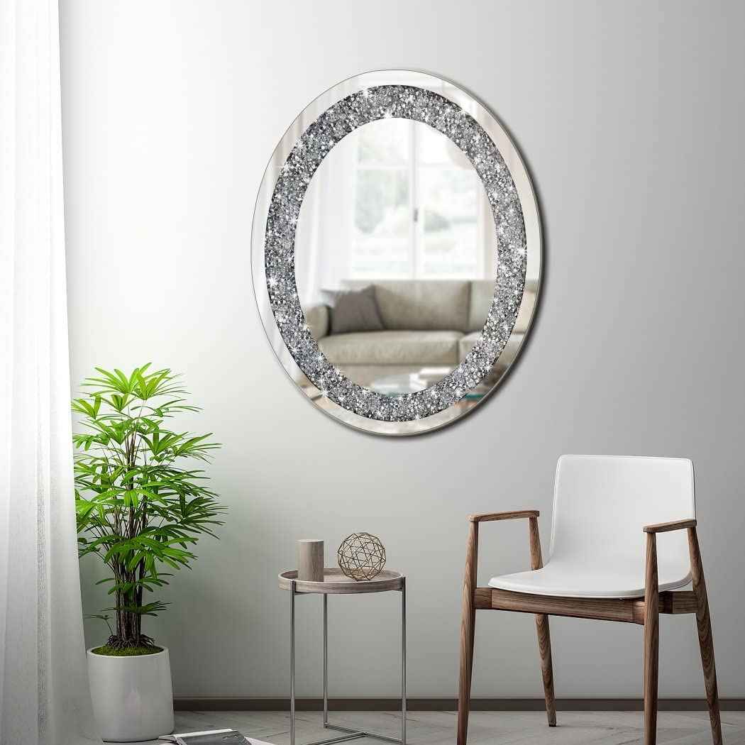 Villa Oval Crystal Crush Diamond Mirror