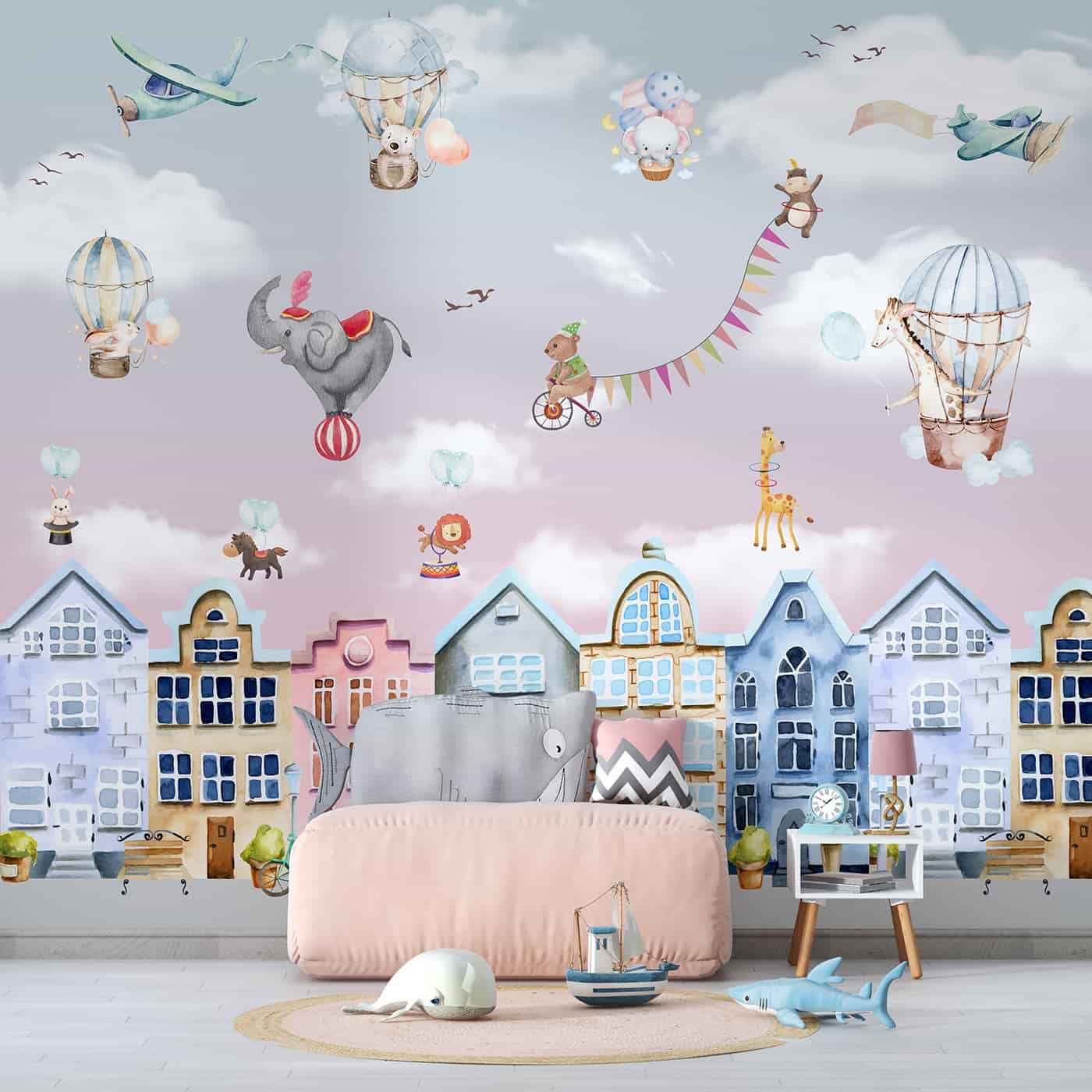 Pastle Mountains and Hot Air Baloons