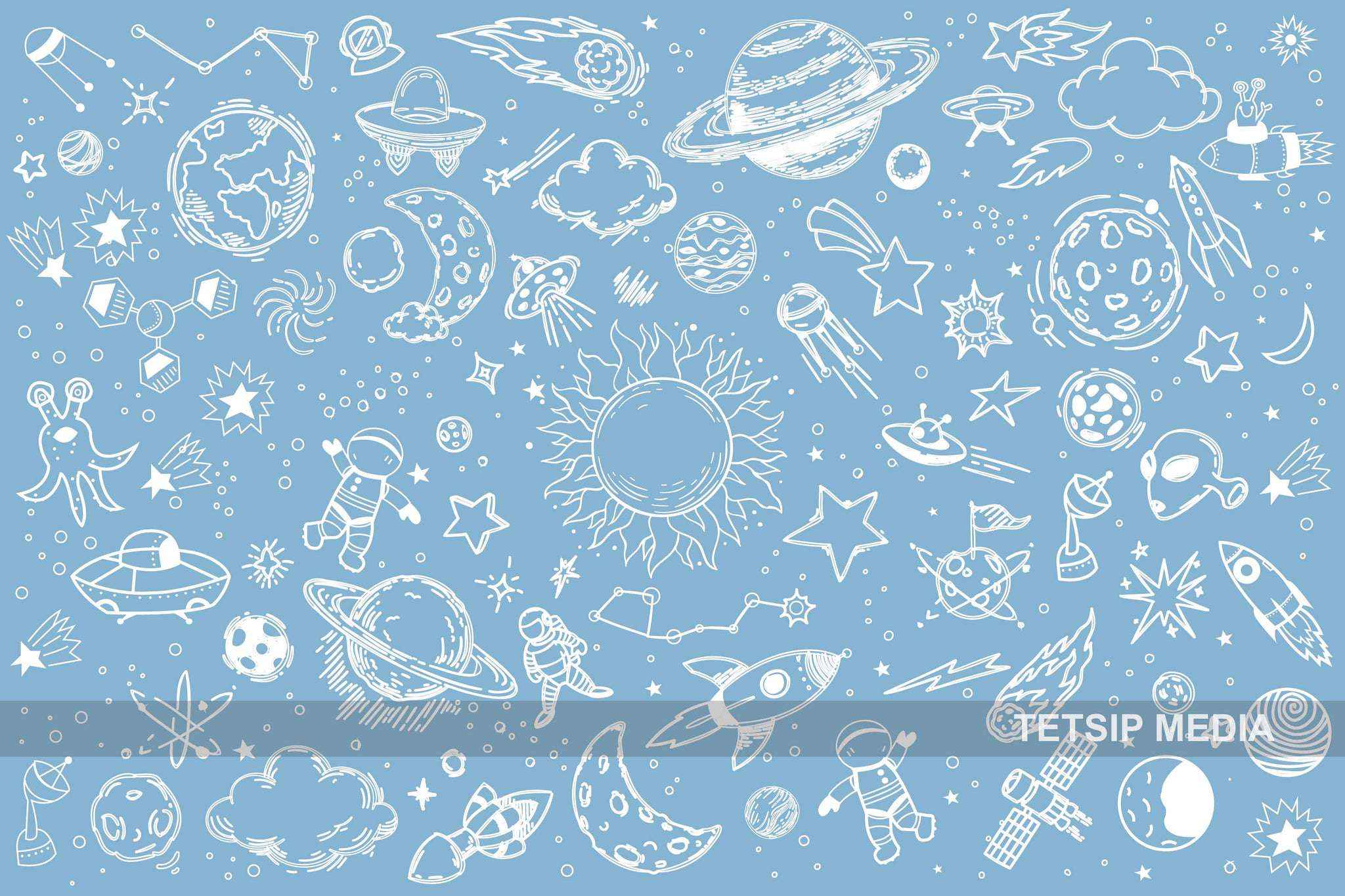 Pastel Blue Background - Kids Space Theme