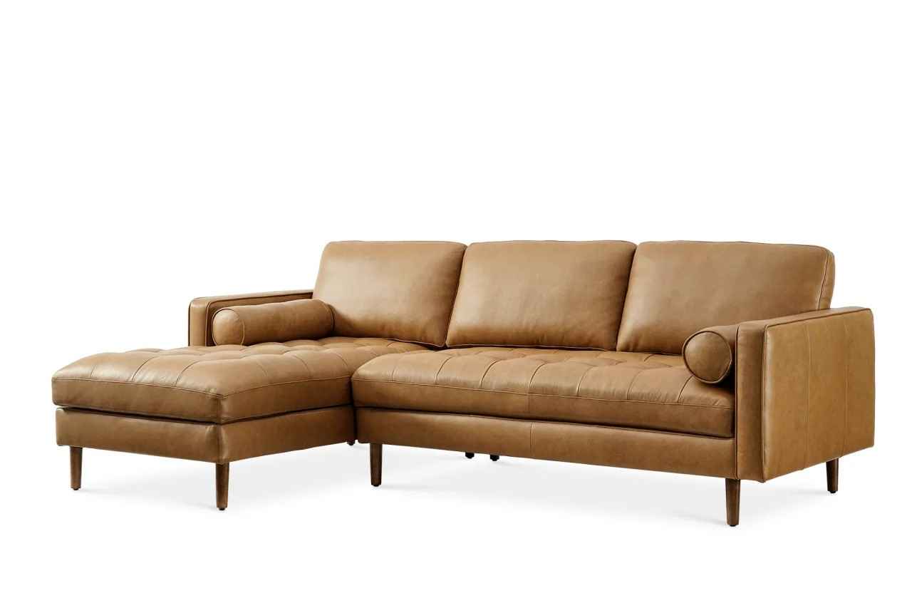 Madison Leather Chaise Sectional Sofa