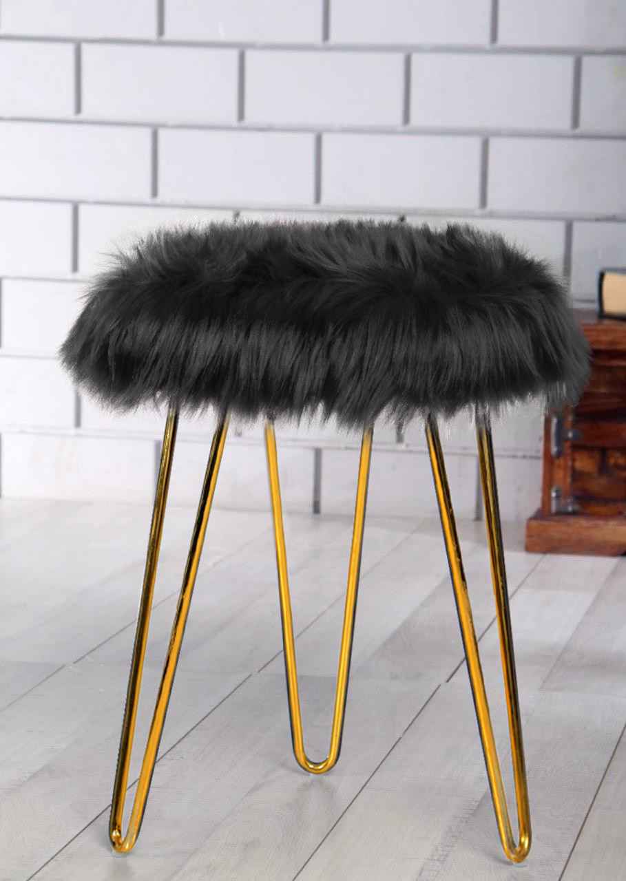 Modern Faux Fur Round Foot Rest Pouf