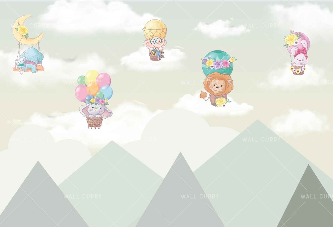 Pastle Mountains and Hot Air Baloons