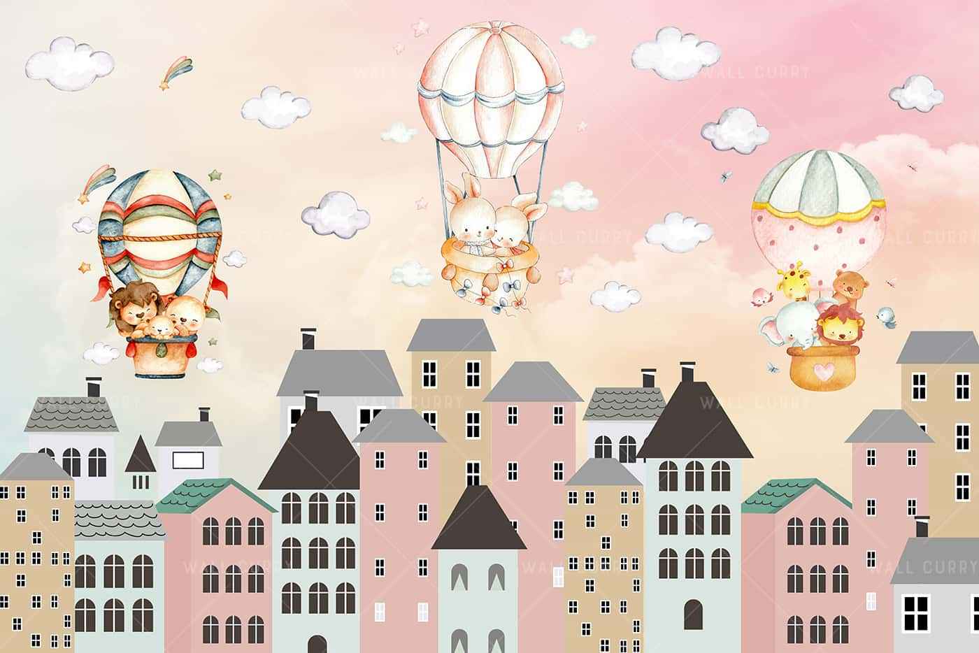 Pastle Mountains and Hot Air Baloons