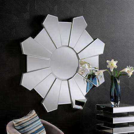 White Wood Frame Round Wall Mirror