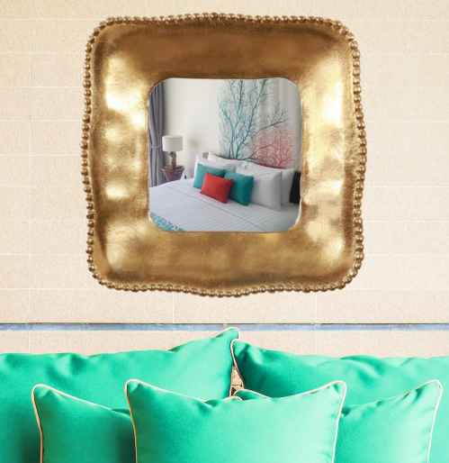 Square Gold Wall Mirror