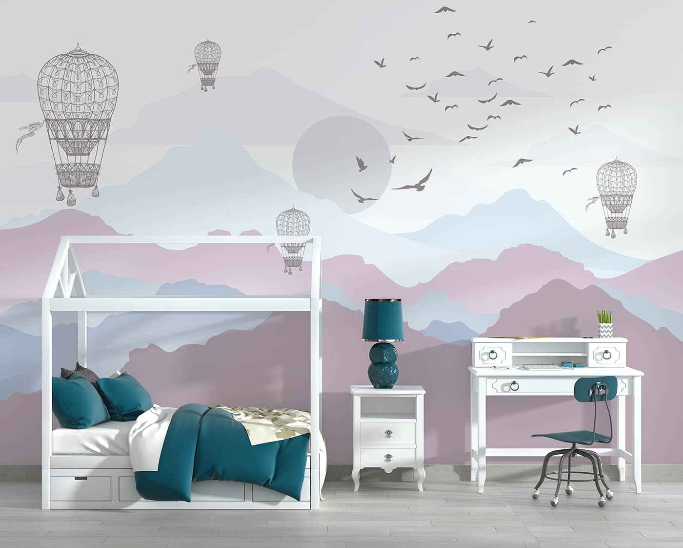 Pastle Mountains and Hot Air Baloons