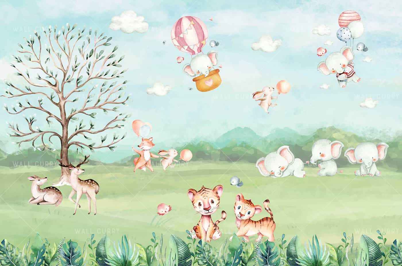 Pastle Mountains and Hot Air Baloons