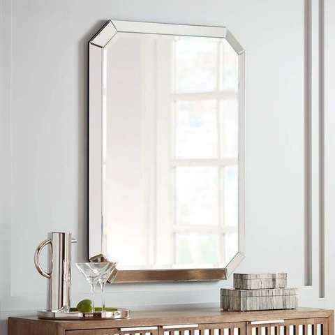 Rectangle Green Wood Wall Mirror
