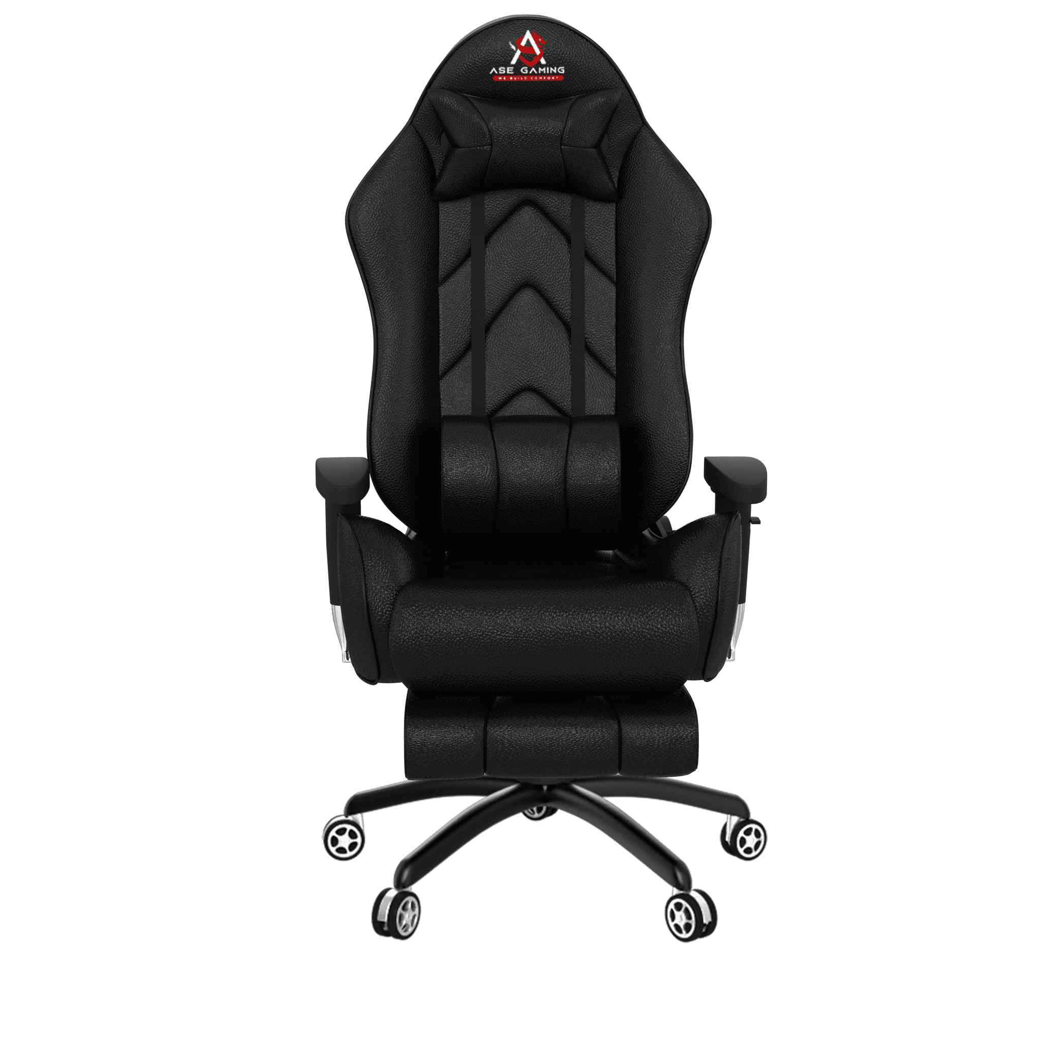 ASE Gaming Gold Series Gaming Chair With Footrest (Full Black)