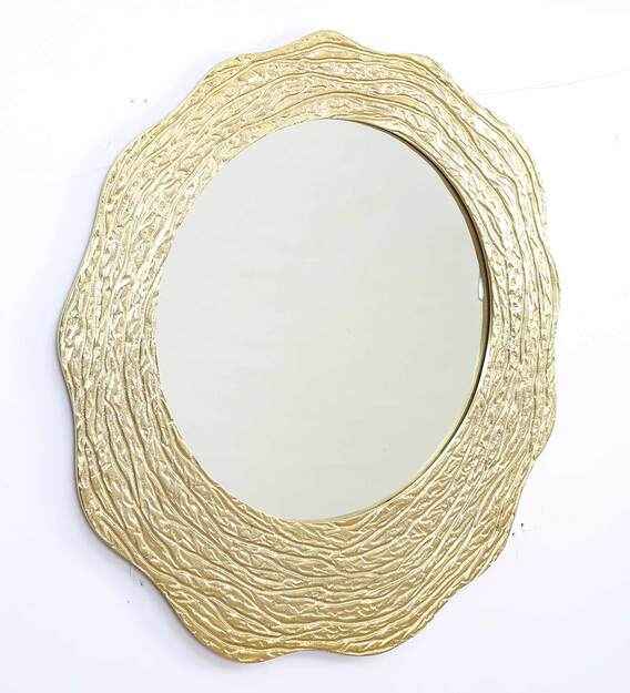 Golden Round Wall Mirror