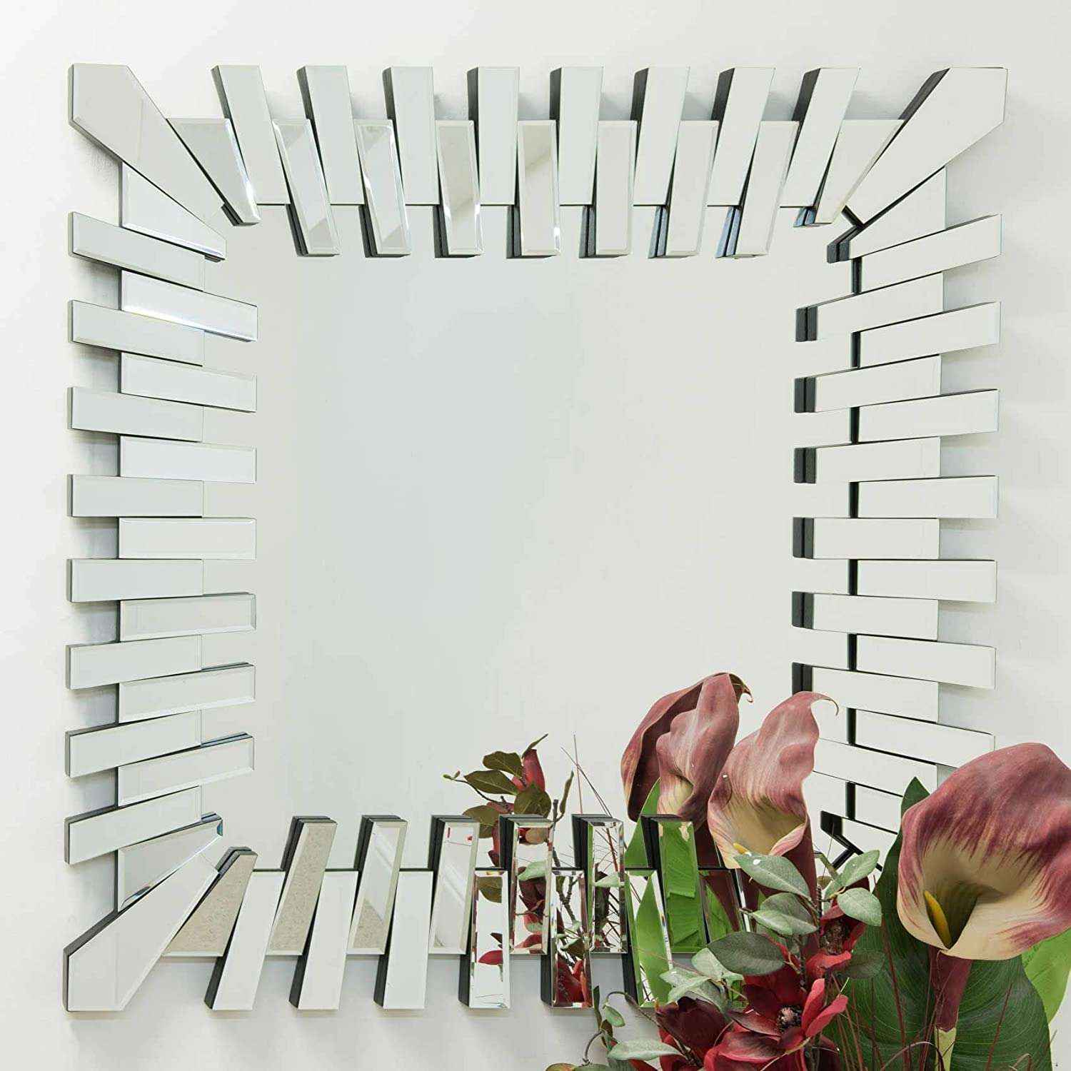 White Wall Wood Frame Decor Mirror