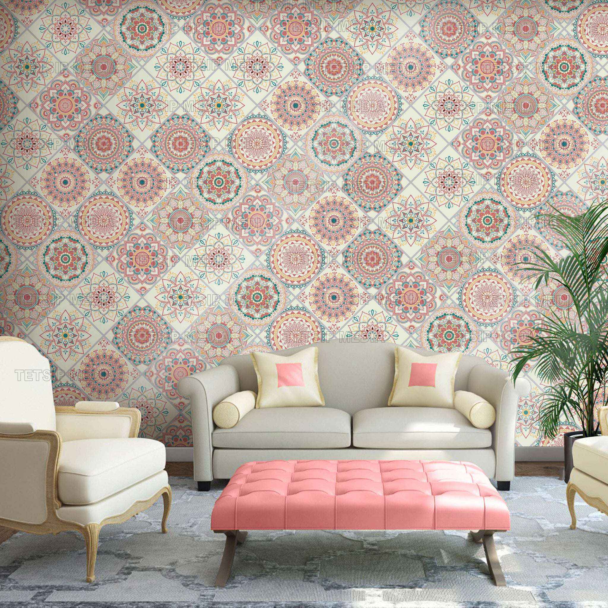  Mandala Peach Wallpaper