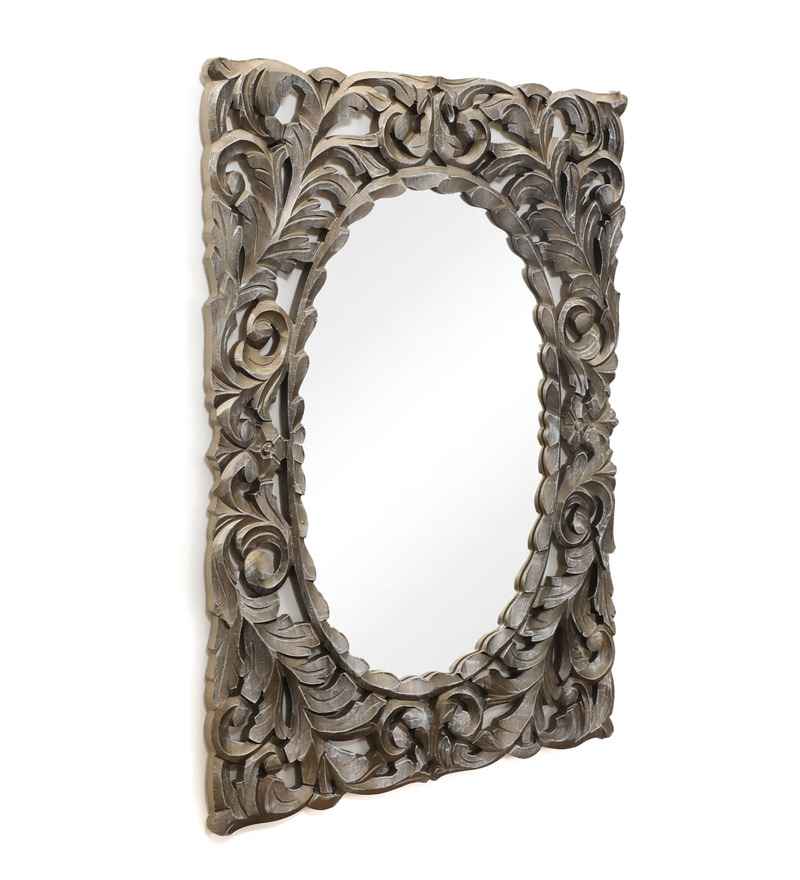 Golden wood wall mirror