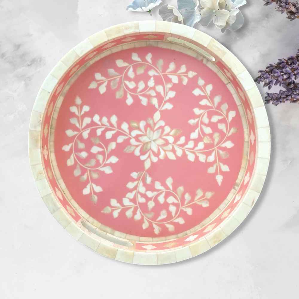 Bone Inlay Resin Tray- Pink