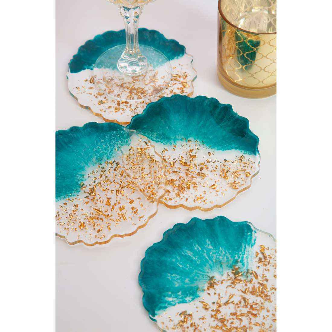 Almond Aesthetic Resin Art Round Coasters