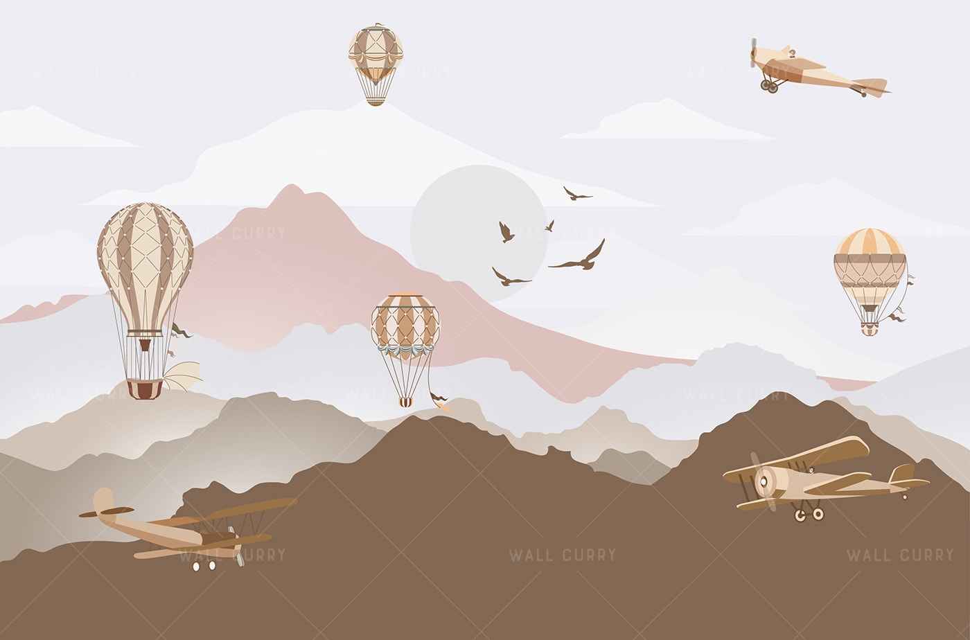 Pastle Mountains and Hot Air Baloons