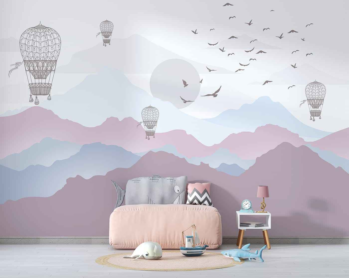 Pastle Mountains and Hot Air Baloons