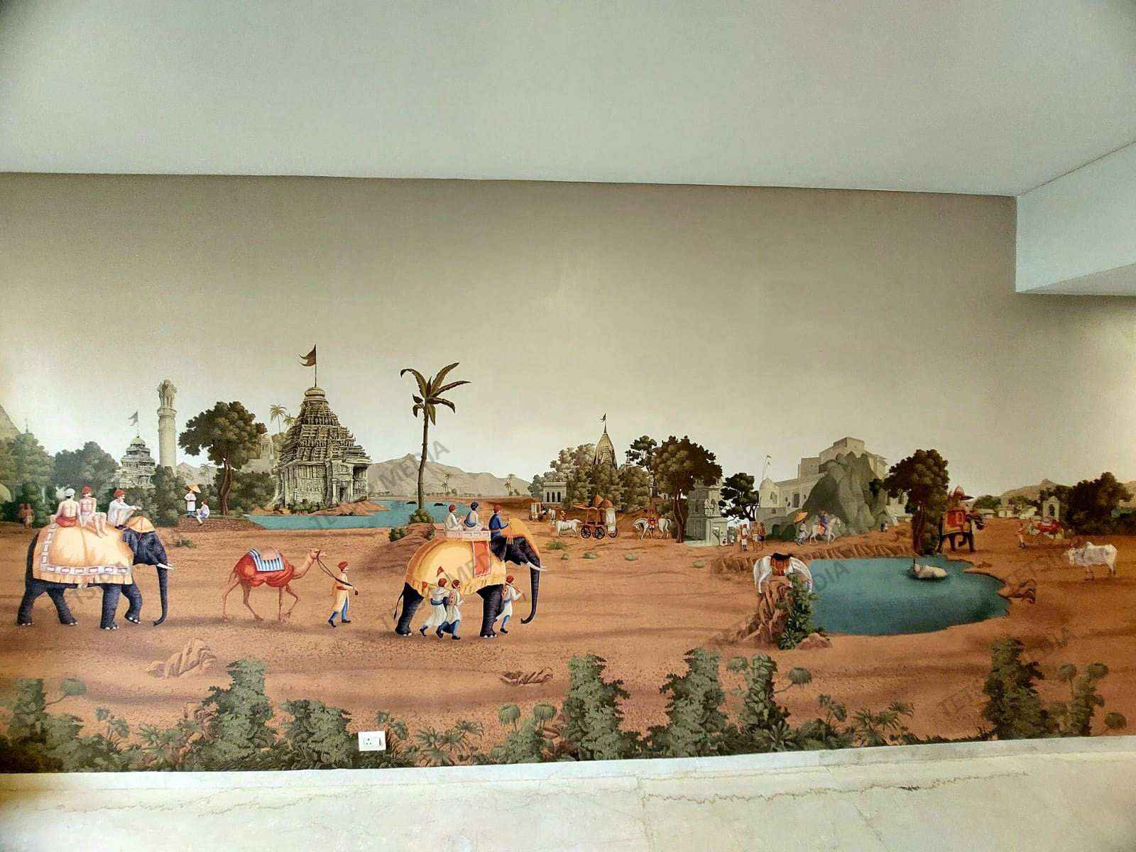 Ancient Indian Village Mural Wallpaper