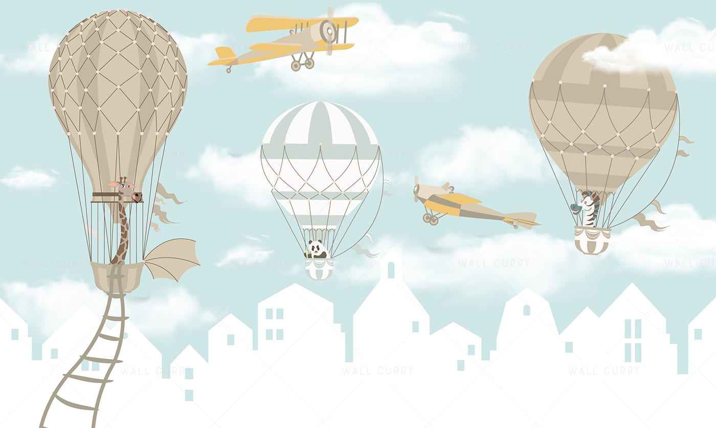Pastle Mountains and Hot Air Baloons