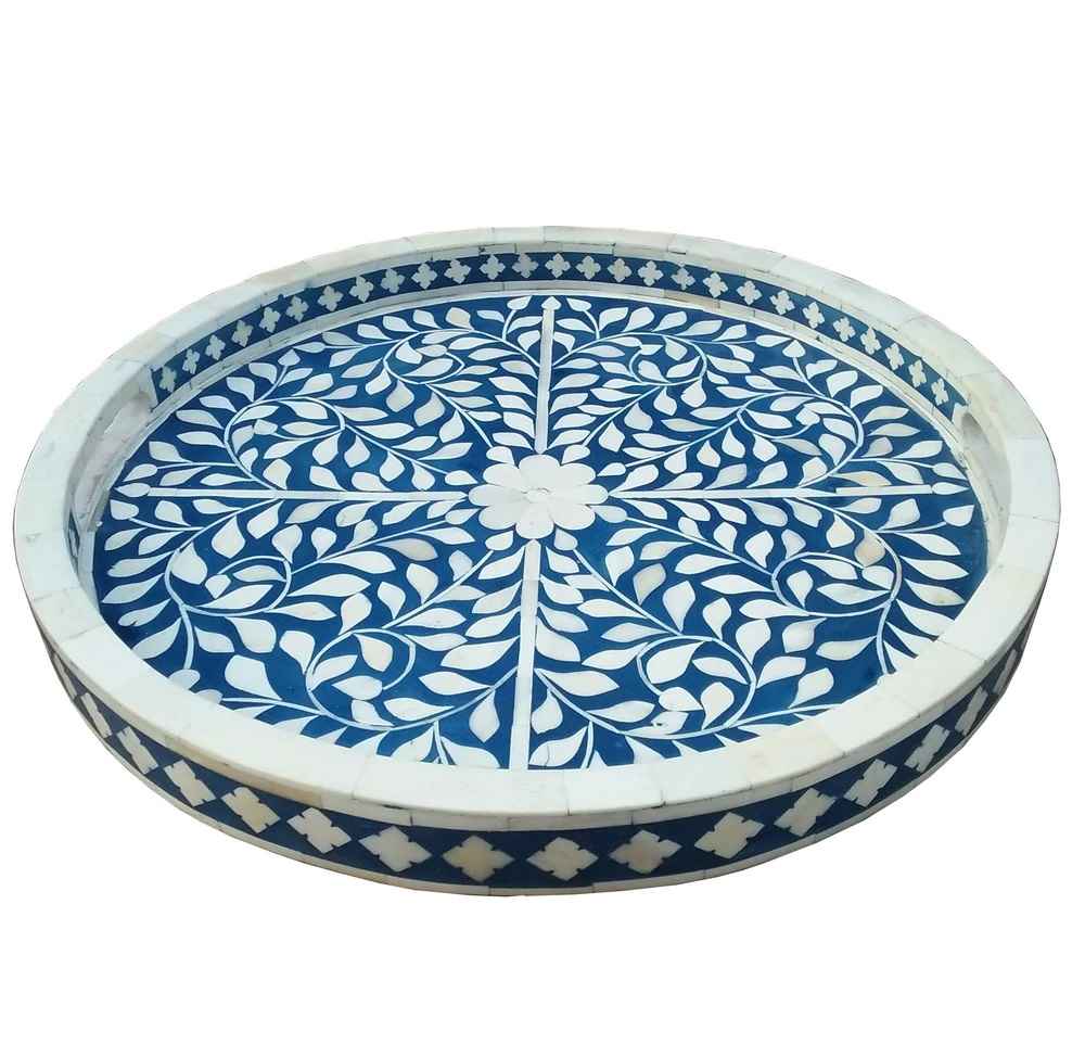 Bone Inlay Resin Tray- Blue